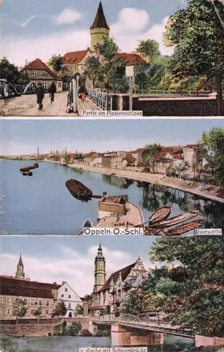 AK Oppeln Piastenschloss Schlossbrücke Oberschlesien 1911 gelaufen Postkarte