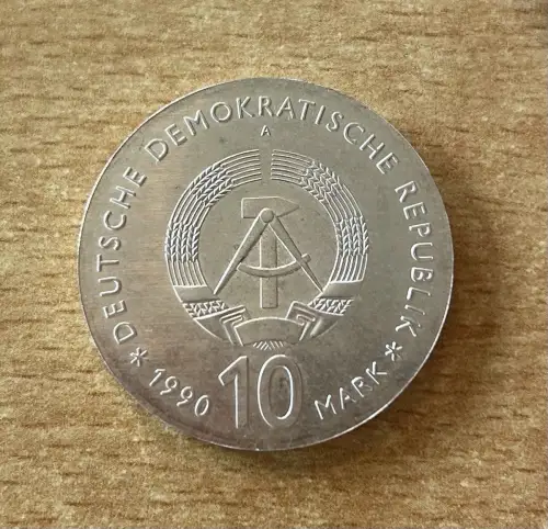 DDR 10 Mark 1990 Johann Gottlieb Fichte Silber Gedenkmünze