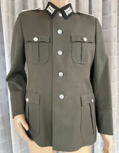 DDR NVA Uniformjacke Offizier Mot-Schützen Gr. g48 1970 schwarzer Kragen