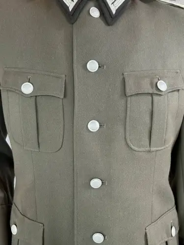 DDR NVA Uniformjacke Offizier Mot-Schützen Gr. g48 1970 schwarzer Kragen
