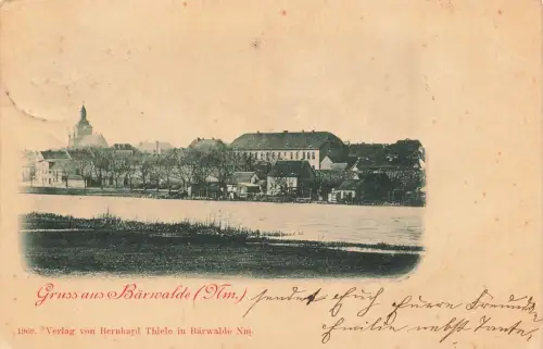 AK Bärwalde Mieszkowice Partie an der Mützel Neumark 1898 gelaufen Postkarte