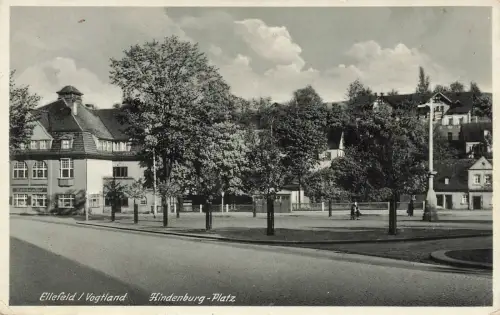 AK Ellefeld Hindenburger Platz Sachsen Vogtland 1940 gelaufen Postkarte