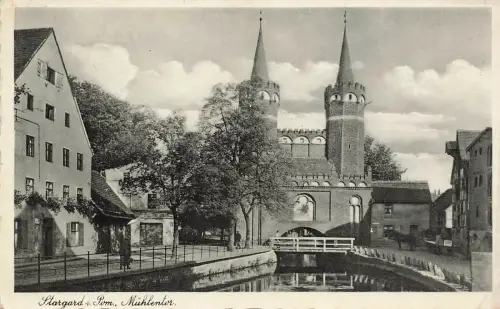 AK Stargard Mühlentor Pommern 1939 gelaufen Postkarte