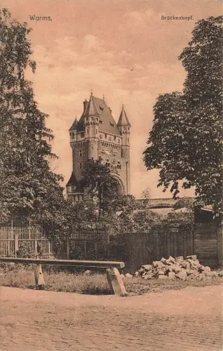AK Worms Brückenkopf Rheinland-Pfalz 1907 gelaufen Postkarte