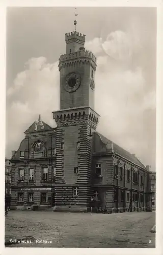 AK Schwiebus Świebodzin Rathaus Ostbrandenburg 1933 gelaufen Postkarte