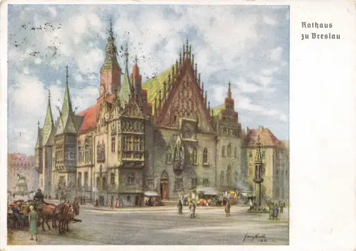 AK Breslau Rathaus Schlesien 1939 gelaufen Postkarte