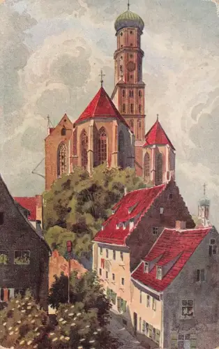 AK Augsburg St. Ulrichkirche Bayern ungelaufen Postkarte J. Marschall