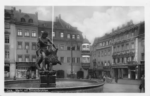 Markt mit Simsonbrunnen Gera Thüringen Postkarte