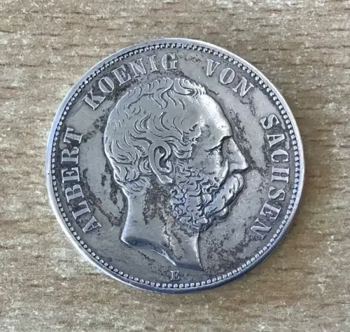 5 Mark Albert König von Sachsen 1876 E Kaiserreich Silber