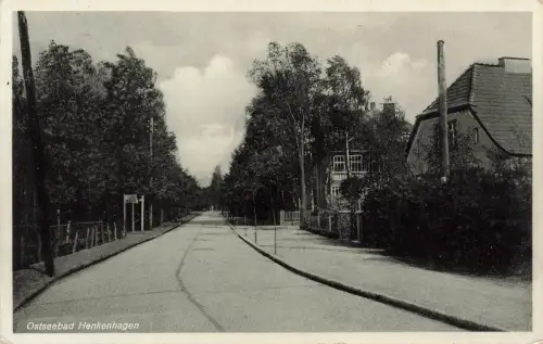 Straßenansicht Ostseebad Henkenhagen Ustronie Morskie Pommern Postkarte AK 1939