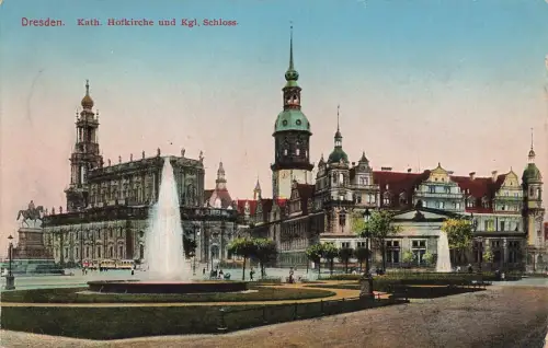 AK Dresden Kath. Hofkirche Kgl. Schloss Sachsen 1912 gelaufen Postkarte