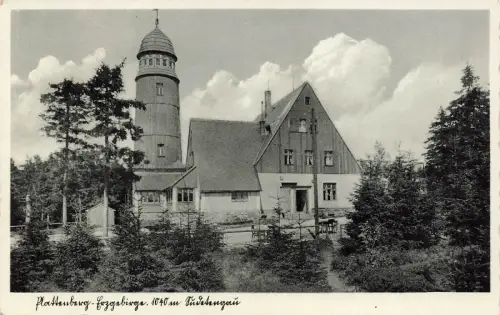 AK Plattenburg Aussichtsturm Erzgebirge Sudetengau 1941 gelaufen Postkarte