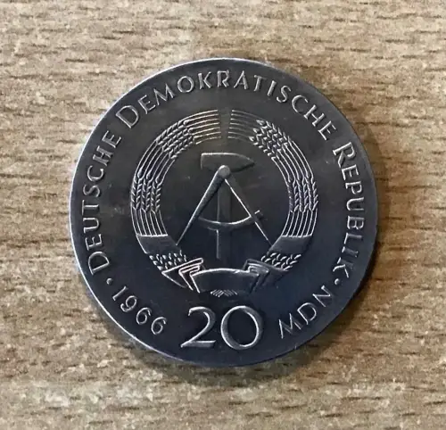 DDR 20 Mark 1966 Gottfried Wilhelm Leibniz Silber stgl.