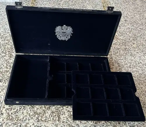 Leer Etui Münzbox für 24 Silber Münzen der Republik Österreich
