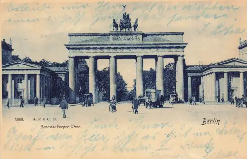 AK Berlin Brandenburger Tor Kutsche Berlin 1900 gelaufen Postkarte
