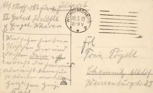 AK 1.WK U-Boot U 9 in voller Fahrt 1918 gelaufen Patriotika Postkarte