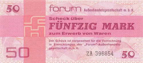 DDR Banknote 50 Mark Forum 1979 Ro: 371b Ersatznote Kassenfrisch / UNC