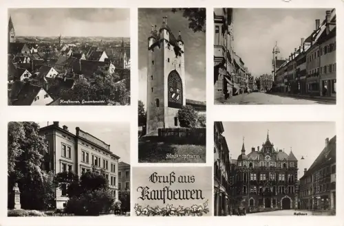 AK Kaufbeuren Fünfknopfturm Gymnasium Rathaus Bayern ungelaufen Postkarte
