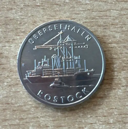 DDR 5 Mark 1988 Überseehafen Rostock Gedenkmünze