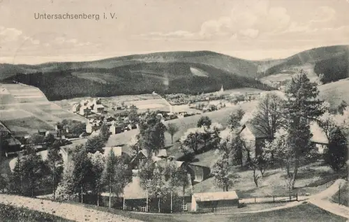 AK Stadtansicht Untersachsenberg Sachsen 1917 gelaufen Postkarte