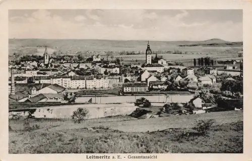 AK Leitmeritz Gesamtansicht Kirche Böhmen 1943 gelaufen Postkarte