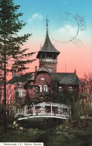 AK Reichenbach Schöne Aussicht Sachsen Vogtland 1913 gelaufen Postkarte