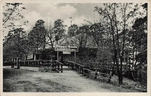 AK Berlin Gaststätte Müggel Baude Bismarckwarte Berlin ungelaufen Postkarte