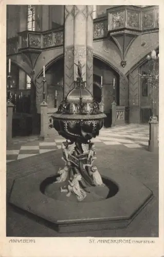 AK Annaberg St Annenkirche Taufstein Sachsen ungelaufen Postkarte