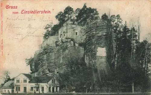 AK Bürgstein Sloup v Čechách Einsiedlerstein Restaurant Böhmen 1899 Postkarte