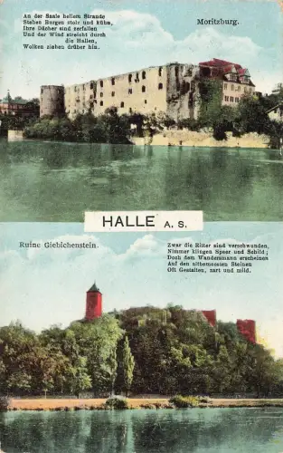 AK Halle Saale Moritzburg Ruine Giebichstein Sachsen-Anhalt 1936 Postkarte