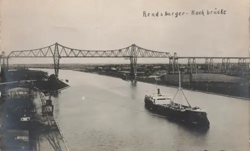 AK Rendsburg Hochbrücke Dampfer Schleswig-Holstein ungelaufen Postkarte