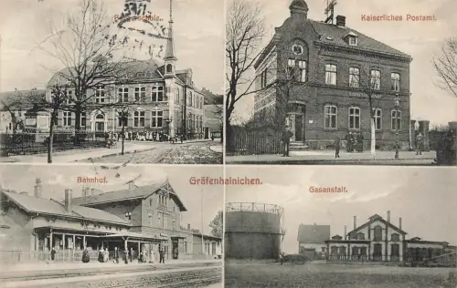 AK Gräfenhainichen Bahnhof Gasanstalt Postamt Sachsen-Anhalt 1911 Postkarte