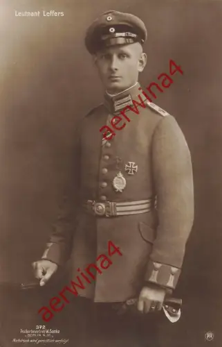 AK Kampfflieger Leutnant Leffers Portrait Sanke Nr. 372 Postkarte
