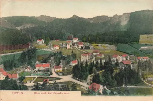 AK Oybin Blick nach dem Scharfenstein Sachsen 1908 gelaufen Postkarte