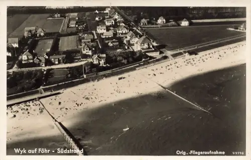AK Wyk auf Föhr Südstrand Fliegeraufnahme Schleswig-Holstein Postkarte