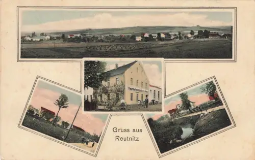 AK Reutnitz Gasthof grüne Aue Schlesien 1916 gelaufen Postkarte
