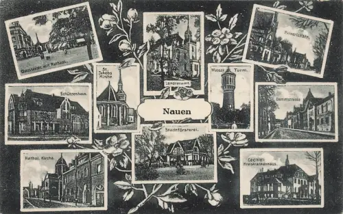 AK Nauen Schützenhaus Kirche Försterei Brandenburg 1931 gelaufen Panorama