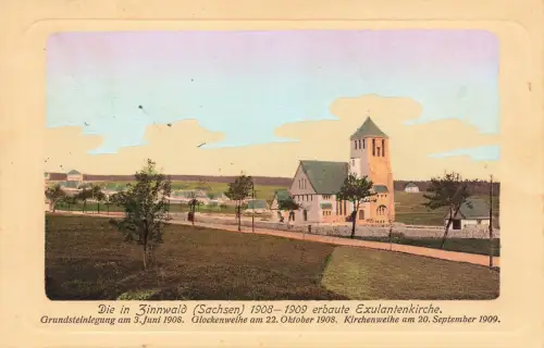AK Zinnwald Exulantenkirche Sachsen 1916 gelaufen Postkarte