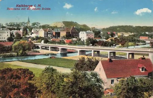 AK Kalkberge Panorama Neue Brücke Kirche Brandenburg 1914 gelaufen Postkarte
