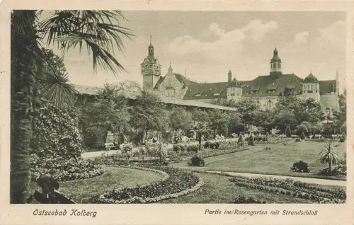 AK Ostseebad Kolberg Partie Rosengarten Strandschloss Pommern 1923 gelaufen