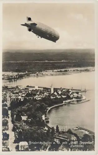 AK Friedrichshafen Graf Zeppelin Luftbild Baden-Württemberg ungelaufen Postkarte