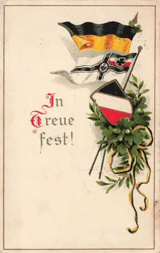AK 1.WK In Treue fest Reichsfahne Schild 1917 gelaufen Patriotika Postkarte