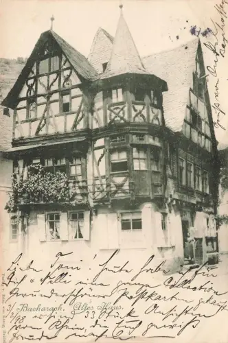 AK Bacharach altes Haus Rheinland-Pfalz 1898 gelaufen Postkarte
