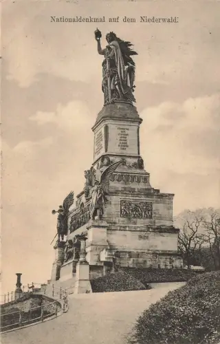 AK Rüdesheim am Rhein Nationaldenkmal Niederwald Hessen 1911 gelaufen Postkarte