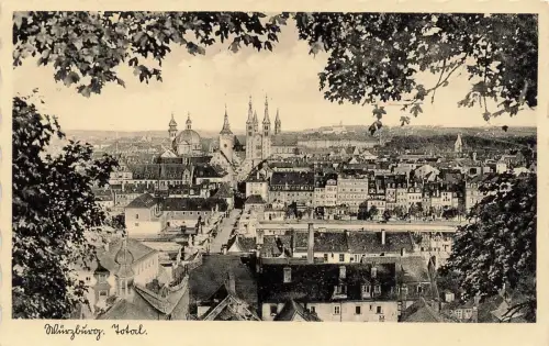 AK Würzburg Gesamtansicht Bayern 1938 gelaufen Postkarte