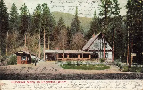 AK Rennethal Silberner Mann Restaurant Sachsen-Anhalt 1905 gelaufen Postkarte