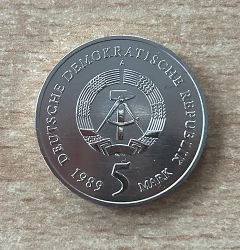 DDR 5 Mark 1989 Katharinen Kirche Zwickau Gedenkmünze