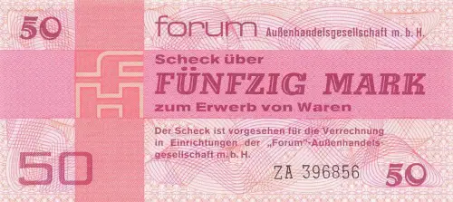 DDR Banknote 50 Mark Forum 1979 Ro: 371b Ersatznote Kassenfrisch / UNC