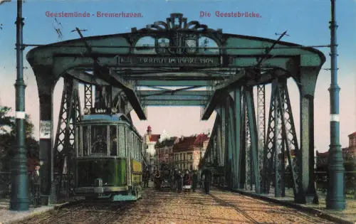 AK Geestemünde Geestebrücke Straßenbahn Bremerhaven Bremen 1944 Postkarte