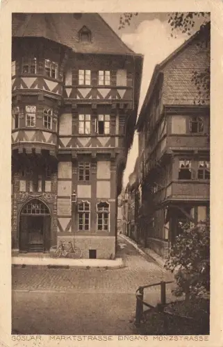 AK Goslar Marktstraße Münzstraße Niedersachsen 1921 gelaufen Postkarte